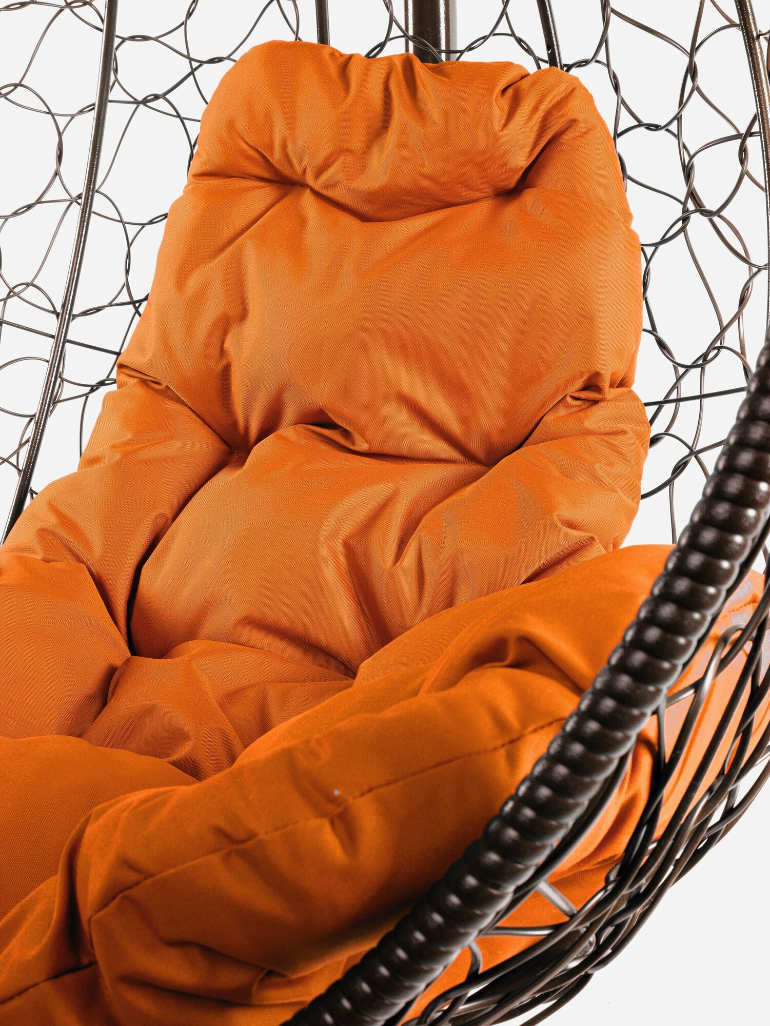 Садовая качель Kvimol Подвесное кресло m-group капля ротанг коричневое, оранжевая подушка