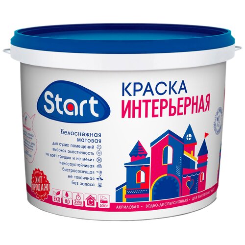 Краска акриловая Start интерьерная матовая белый 1 кг