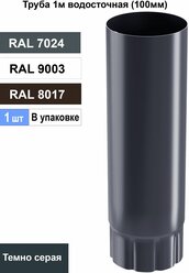 Труба водосточная Docke Premium пластиковая d85 мм 1 м графитовый серый RAL 7024