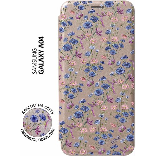 Чехол-книжка на Samsung Galaxy A04, Самсунг А04 с 3D принтом Lovely Cornflowers золотой чехол книжка на samsung galaxy a04 самсунг а04 с 3d принтом princes красный