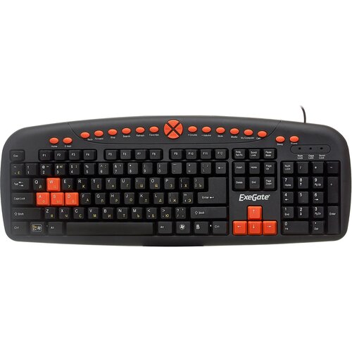 Клавиатура ExeGate Multimedia Professional Standard LY-504M USB полноразмерная влагозащищенная 124кл Enter большой мультимедиа длина кабеля 15м черная Color Box EX280435RUS 70700₽