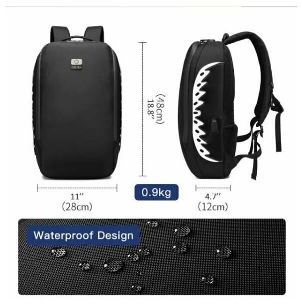 Рюкзак для ноутбука с USB Черный до 15,6 дюймов