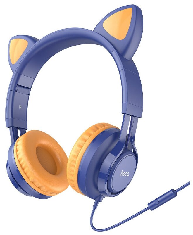 Наушники полноразмерные HOCO W36 Cat ear headphones with mic (темно синий)