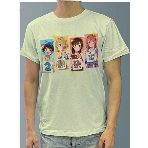 фото Футболка мужская белая молочный оттенок из хлопка с dtf принтом аниме rent - a - girlfriend 2 - 344 будь на стиле