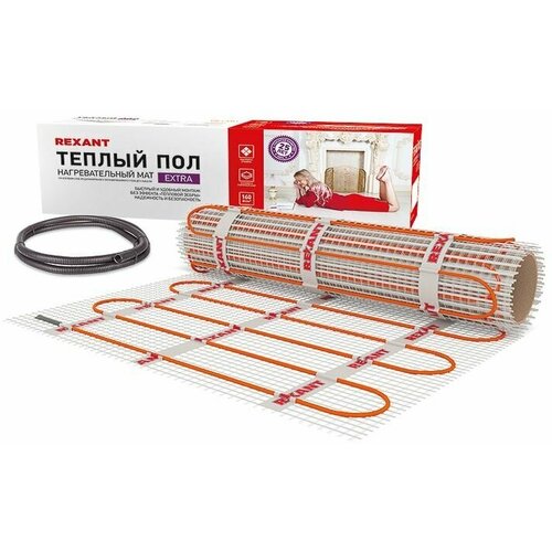 Теплый пол нагревательный мат REXANT Extra двухжильный площадь 4 кв м 05х8м 640 Вт 7250₽