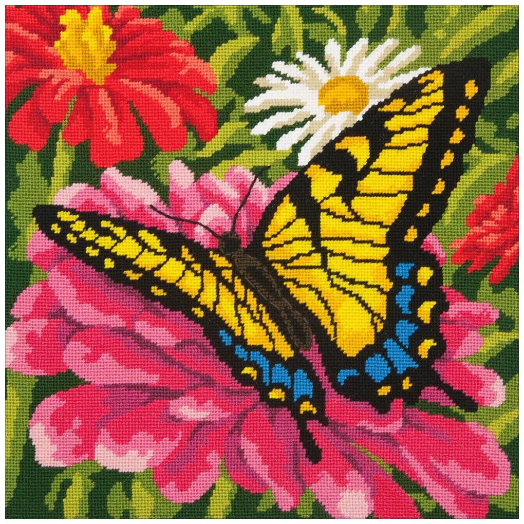 "DIMENSIONS" набор для вышивания 71-20087 "Бабочка на цветке" 35.5 x 35.5 см