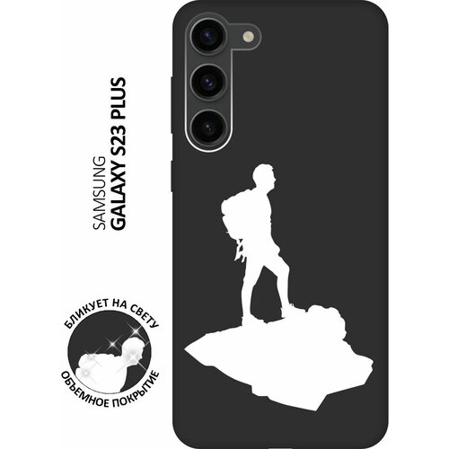 Матовый чехол Trekking W для Samsung Galaxy S23+ / Самсунг С23 Плюс с 3D эффектом черный матовый чехол faces w для samsung galaxy s23 самсунг с23 плюс с 3d эффектом черный