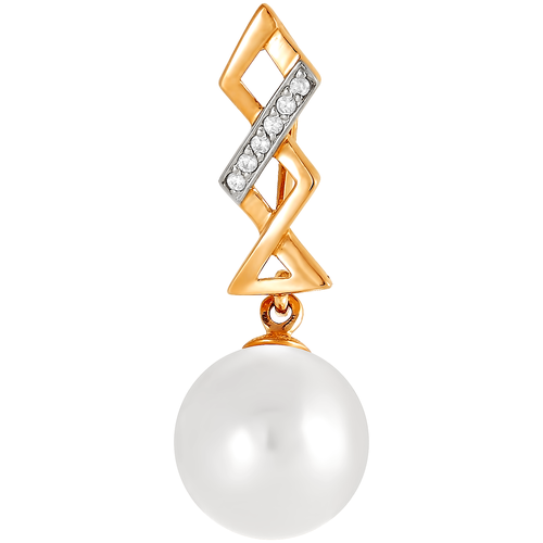 фото Примаэксклюзив подвеска с жемчугом и фианитами из красного золота 390-1-676р