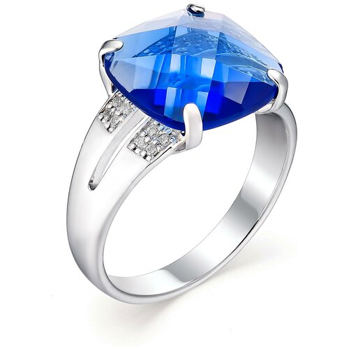 фото Алькор кольцо с сапфиром и фианитами из серебра 01-0632-00кс-00, размер 19.5