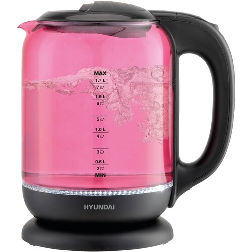 Чайник электрический Hyundai HYK-G4808 18л 2200Вт малиновыйчерный корпус стекло 636800₽