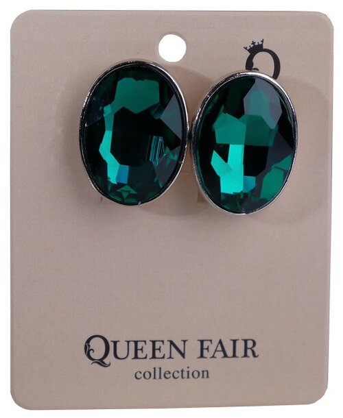 Серьги клипсы Queen Fair, стекло, красный, зеленый