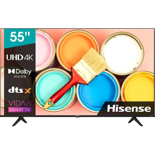 Телевизор ЖК 55 Hisense 55 Ultra HD Smart TV ОС VIDAA U6 Wi-Fi PCI 1700 DVB-T2TCS2S 2х8W CI14 3хHDMI 2хUSB Works with Alexa A 4942600₽