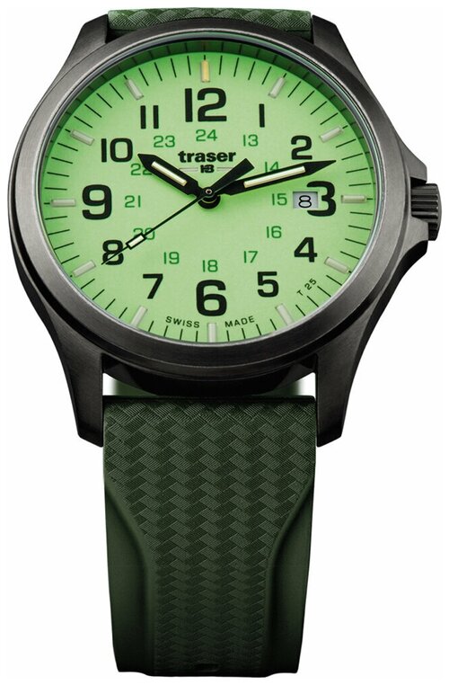 Наручные часы traser, зеленый, черный
