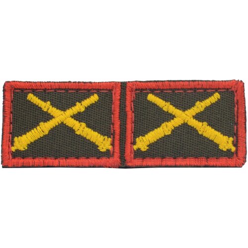 Тканевая петлица РВиА, красная окантовка, олива, 3,5х2,5см. (эмблема петличная)