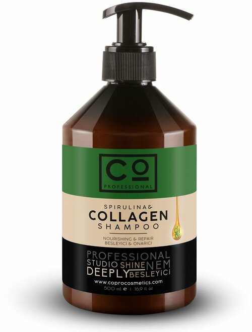 Шампунь для волос с коллагеном и спирулиной CO PROFESSIONAL Spirulina and Collagen shampoo, 500 мл