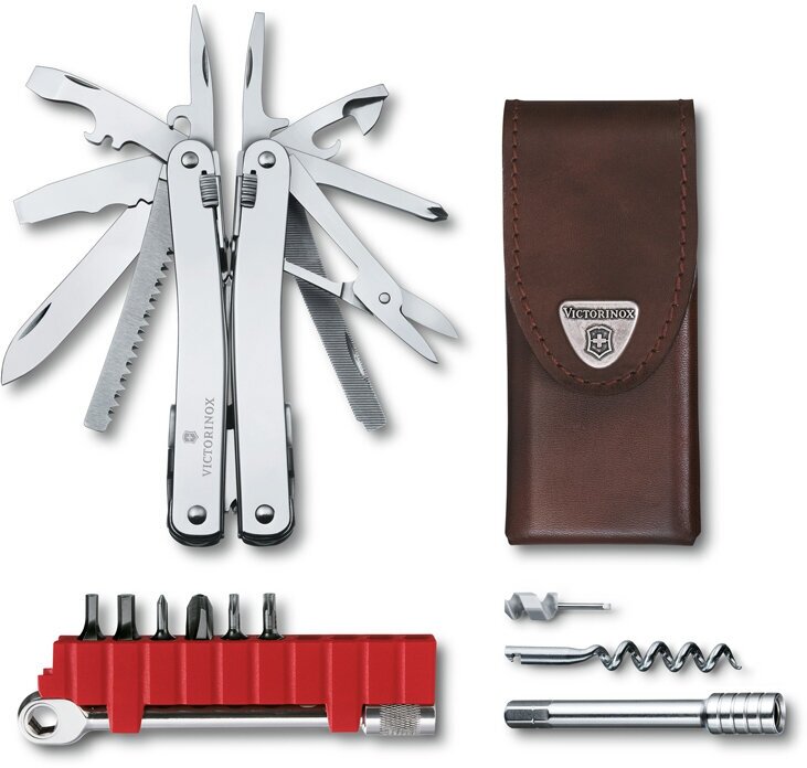 Мультитул VICTORINOX SwissTool SPIRIT X PLUS RATCHET, 105 мм, 210 г, 36 функций, кожаный чехол 3.0236. L