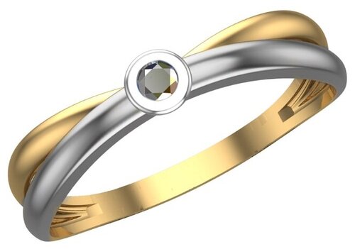 Кольцо SANIS, комбинированное золото, 585 проба, фианит, размер 16