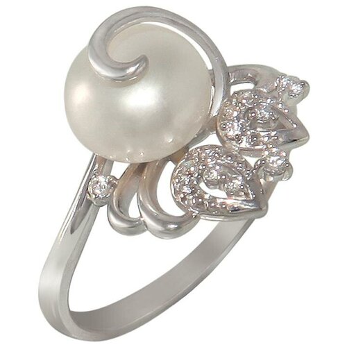 фото Эстет кольцо с жемчугом и фианитами из серебра л8к3519478, размер 17
