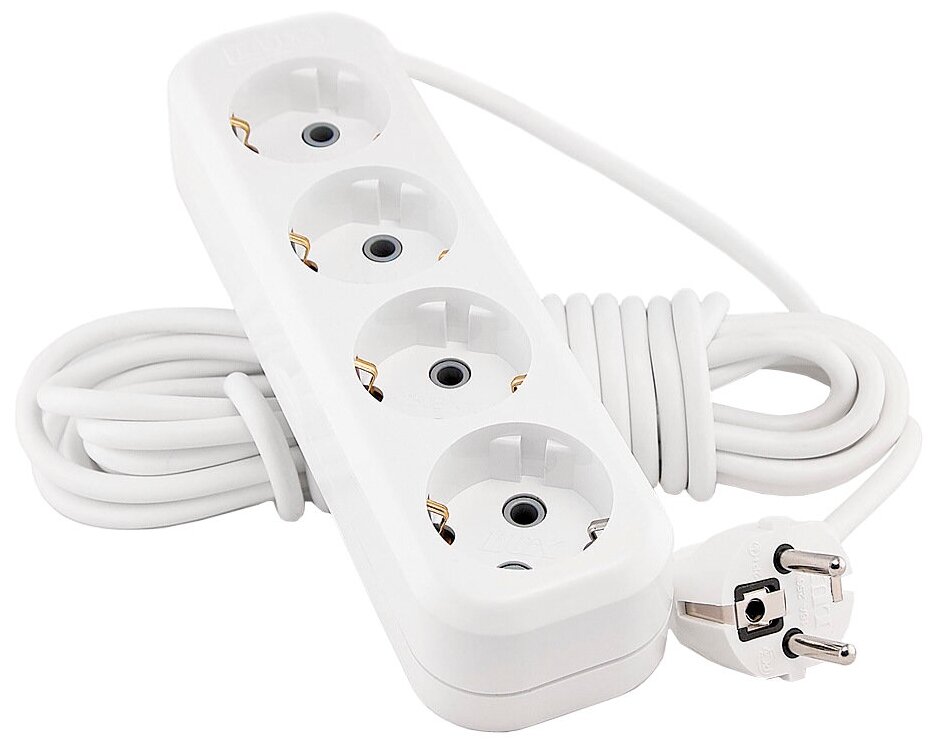 Удлинитель Lux У4-Е-02 4 Sockets 2m White - фото №1