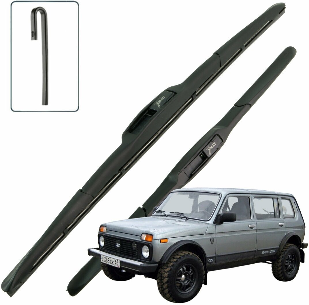 Дворники LADA 4x4 Бронто Лада Рысь 2 2131 5 дв 2002 2003 2004 2005 2006 2007 2008 2009 2010 2011 2012 гибридные 350мм-350мм 2 шт