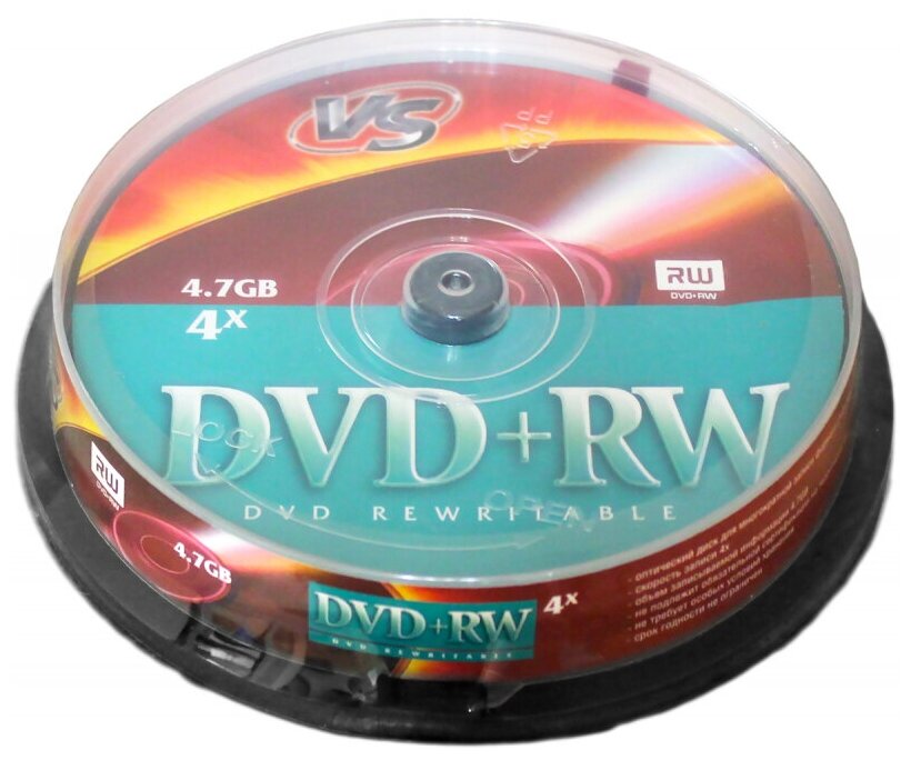 VS Диск для записи, DVD+RW 4,7 GB 4x CB/10