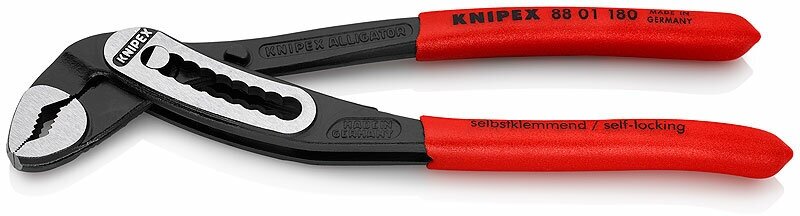 Клещи переставные ALLIGATOR, зев 42 мм, длина 180 мм, фосфатированные, обливные ручки, SB Knipex KN-8801180SB