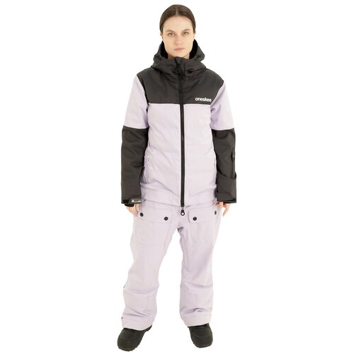 Комплект с брюками oneskee для сноубординга, зимний, силуэт полуприлегающий, карман для ски-пасса, капюшон, мембранный, размер RU 46/48, фиолетовый, черный
