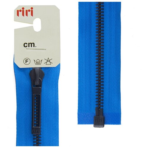 фото Молнии riri звено bi, слайдер stab, разъёмная, 1 замок, 6 мм, 80 см, цвет 2652, лазурный