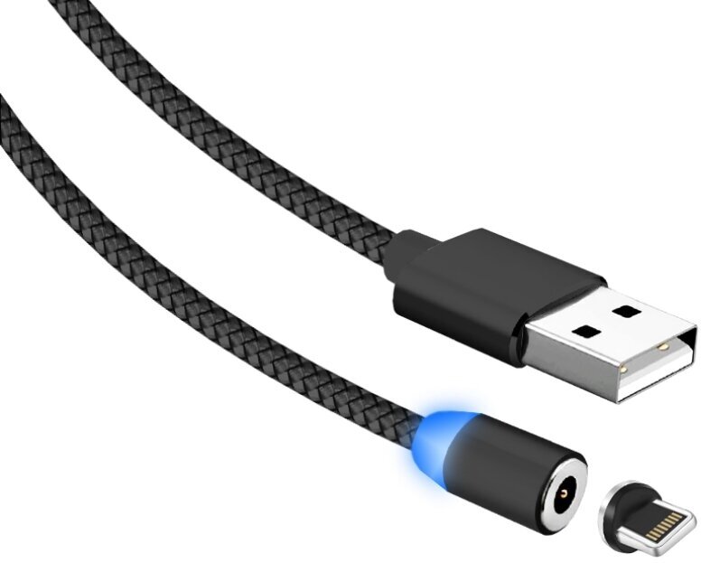 Дата-кабель USB с разъемом 8-pin для Apple 2м, Jet.A JA-DC46 черный(опл, USB/lightning, Magnet,2A)