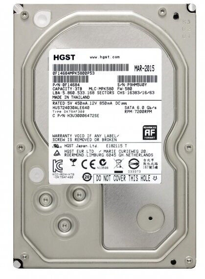 Жесткий диск Hitachi HUS724030ALE640 3Tb 7200 SATAIII 3.5" HDD