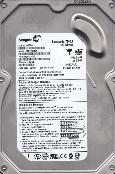 Жесткий диск Seagate 9BD01C-520 120Gb 7200 IDE 3.5" HDD