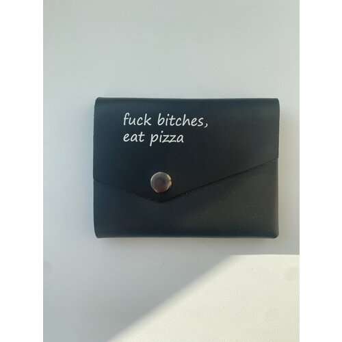 фото Кошелек antispam, натуральная кожа, гладкая фактура, на кнопках, отделение для карт, черный