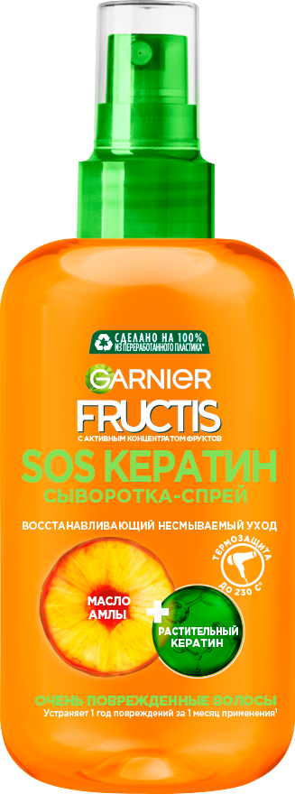 Сыворотка-спрей Garnier Sos Кератин восстанавливающий несмываемый уход для очень поврежденных волос 200мл