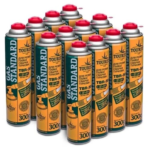 фото Баллон газовый резьбовой tourist standard 300г, комплект 12шт.