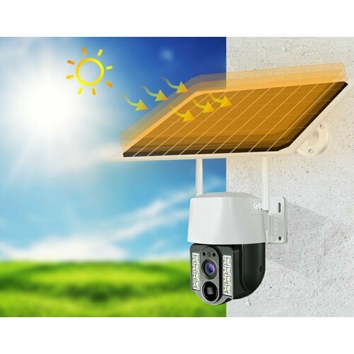 Беспроводная уличная поворотная камера видеонаблюдения 2МП c солнечной панелью Wi-Fi IP STARVIS COLORVU слот для карт памяти microSD SECTEC 790000₽