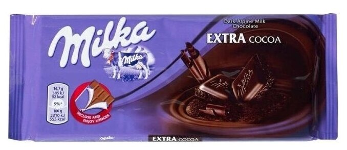 Шоколадная плитка Milka Extra Cacao Dark / Милка Экстра Какао Дарк 100 г. (Германия)