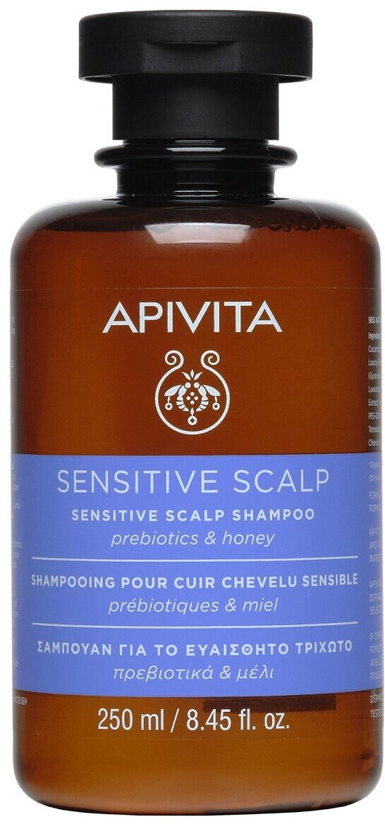 Apivita шампунь Sensitive Scalp Prebiotics & Honey Shampoo, 250 мл