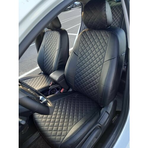 Автомобильные Чехлы на сиденья Хендай Солярис 2 2017-2022/Hyundai Solaris 2/КИА Рио 4/KIA Rio X черный ромб