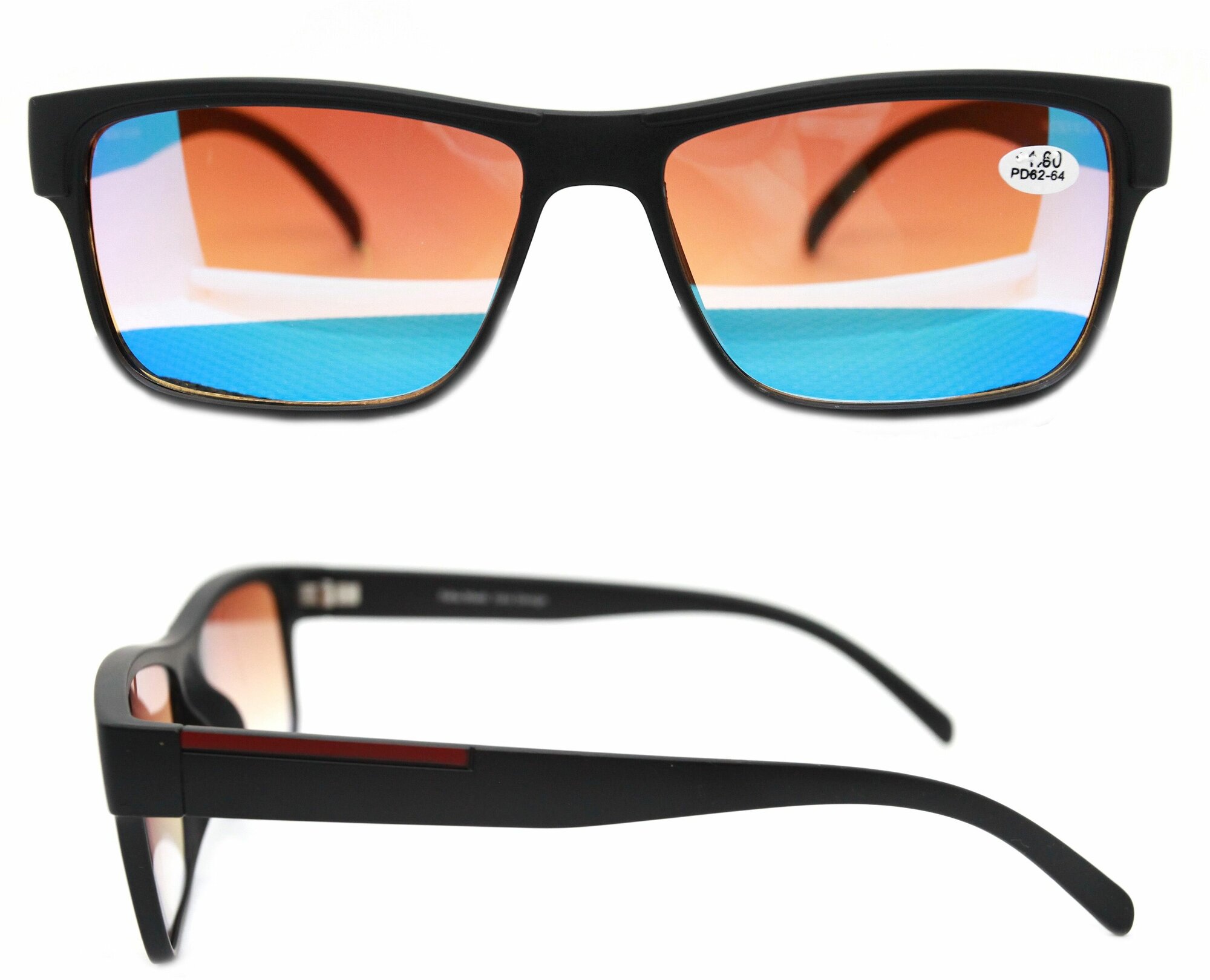 фото Тонированные очки зеркальные синие (+2.00) Fabia Monti 0213, зеркальные, без футляра, РЦ 62-64