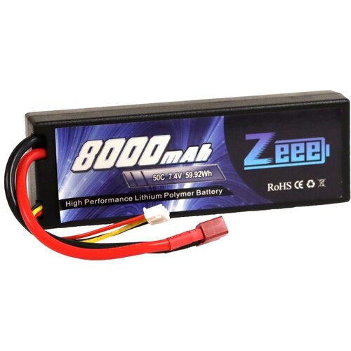 Аккумулятор для радиоуправляемых моделей Li-Po 7.4V 8000mAh 50C T-plug zeee power аккумулятор zeee power lipo 11 1v 3s 45c 1500mah soft t plug zeee 1500 3s 45c