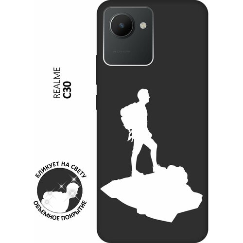 Матовый чехол Trekking W для realme C30 / Рилми С30 с 3D эффектом черный матовый чехол trekking w для realme c30 рилми с30 с 3d эффектом черный