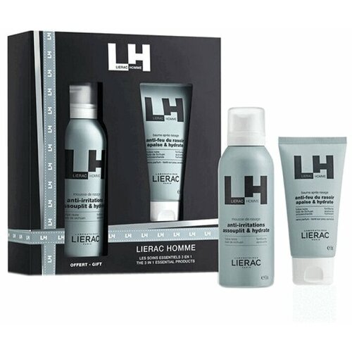 Набор подарочный Lierac Homme для мужчин (пена для бритья 150 мл + бальзам после бритья 75 мл)