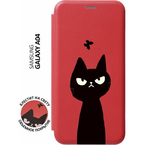 Чехол-книжка на Samsung Galaxy A04, Самсунг А04 с 3D принтом Disgruntled Cat красный чехол книжка на samsung galaxy a04 самсунг а04 с 3d принтом grand cat черный