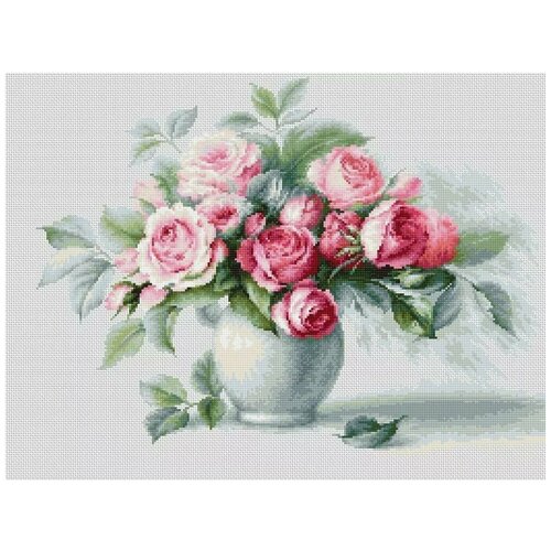 фото Luca-s набор для вышивания этюд с чайными розами, 35.5 х 26 см, b2280