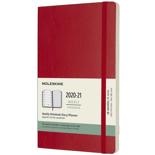 Еженедельник Moleskine ACADEMIC SOFT WKNT Large 130х210мм датир.18мес 208стр. мягкая обложка красный