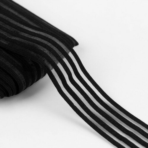 Резинка декоративная с прозрачными вставками, 27 мм, 10 ± 1 м, цвет чёрный арт узор резинка декоративная с прозрачными вставками 27 мм 10 ± 1 м цвет чёрный