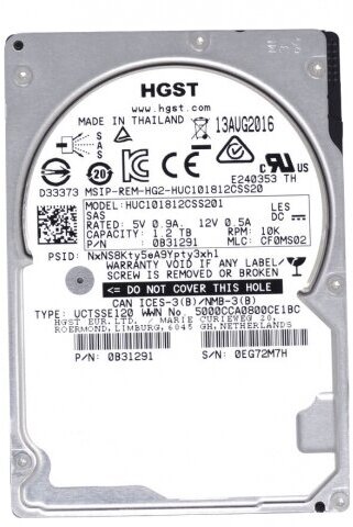 Жесткий диск HGST HUC101812CSS201 1,2Tb 10520 SAS 2,5" HDD