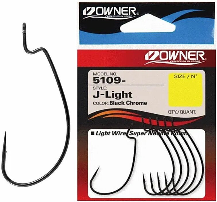 Крючок офсетный Owner 5109 BC №4/0 J-Light Hook (6шт.)