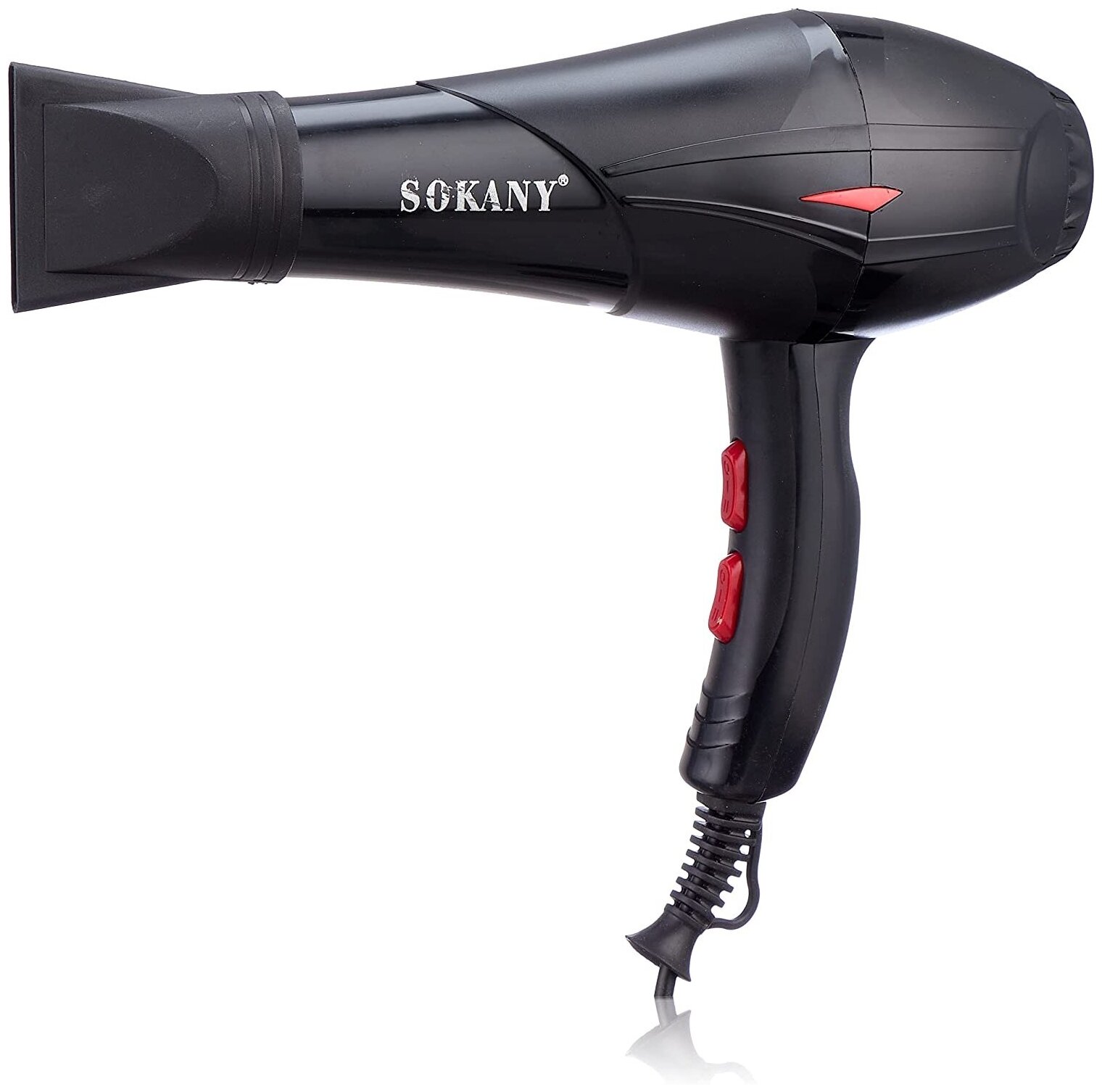 Профессиональный фен для укладки непослушных волос Hair Dryer. 2 скоростных режима, 2 насадки, Быстрая сушка, Sokany SK-3890. Черный - фотография № 3