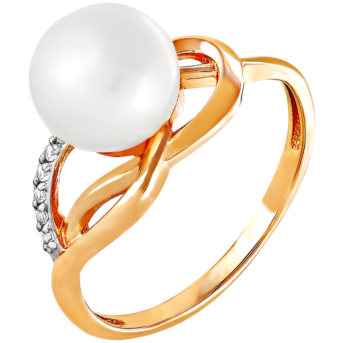 фото Примаэксклюзив кольцо с жемчугом и фианитами из красного золота 190-1-678р, размер 16.5